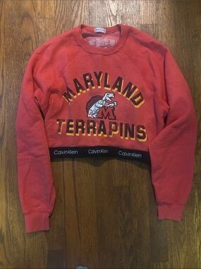 Original Retro Brand Red Maryland Terrapins Cropped Sweatshirt